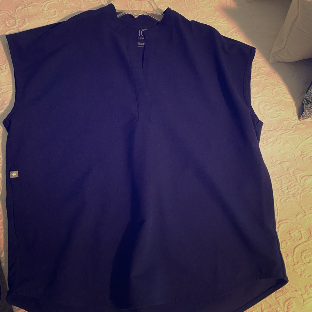 Figs mandarin collar navy blue XS